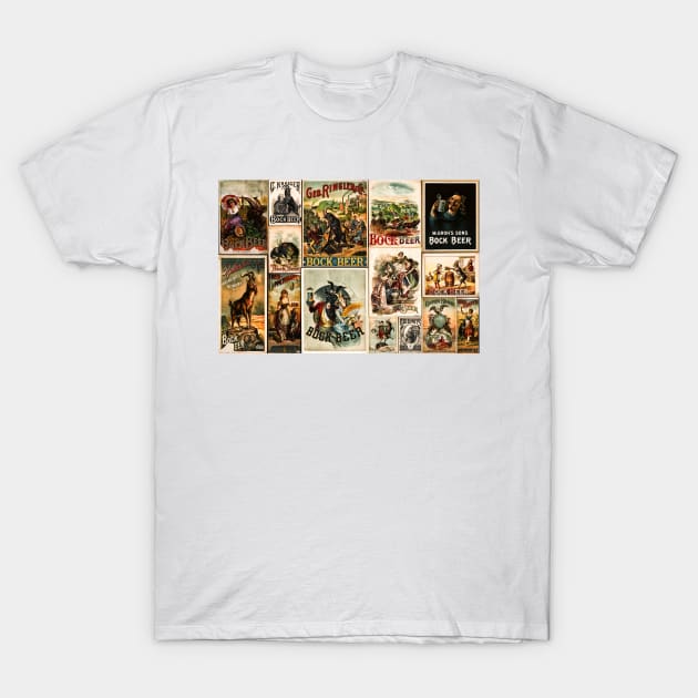 Vintage Bock Beer Posters Collage T-Shirt by JimDeFazioPhotography